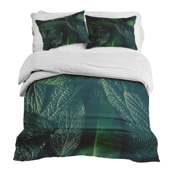 Set di biancheria da letto con coperte terapeutiche Foglie verdi