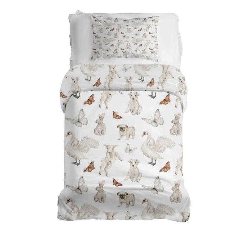 Set di biancheria da letto con coperte terapeutiche bianco animali dolci