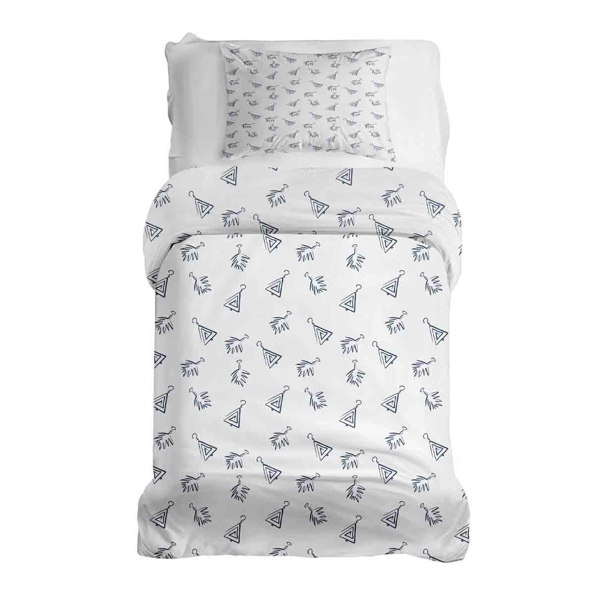 Set di biancheria da letto con coperte terapeutiche bianche e orecchini boho