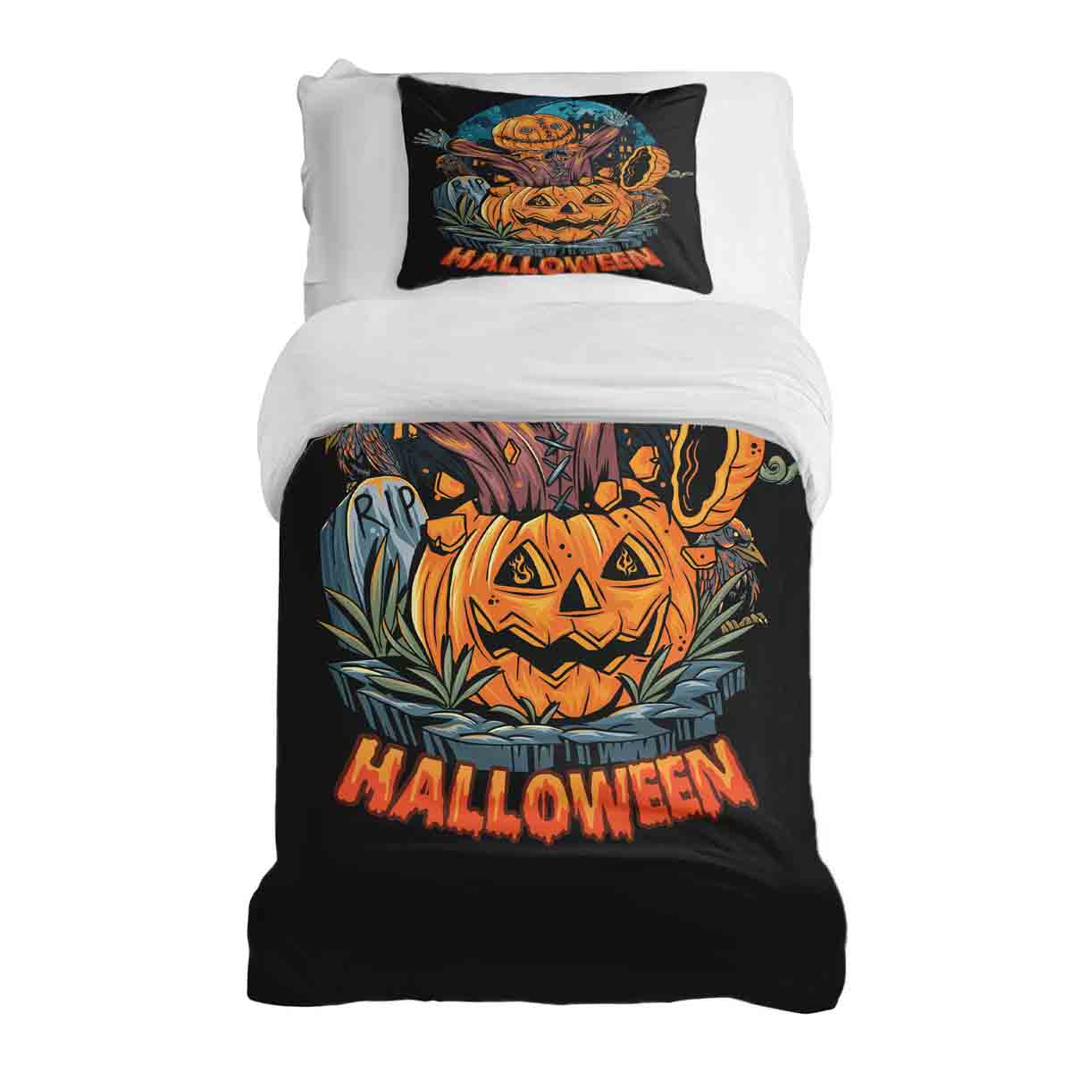 Set di biancheria da letto con coperta terapeutica Halloween Zucca