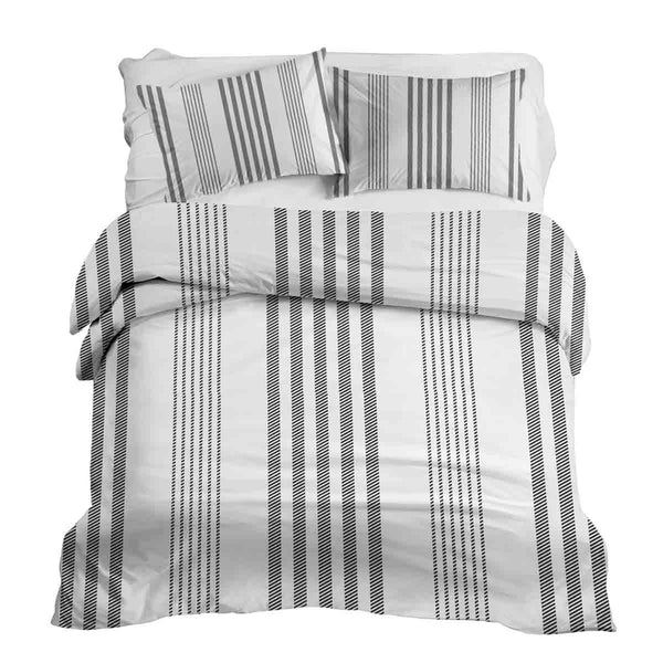 Set di biancheria da letto con coperte terapeutiche grigie con strisce spesse e sottili