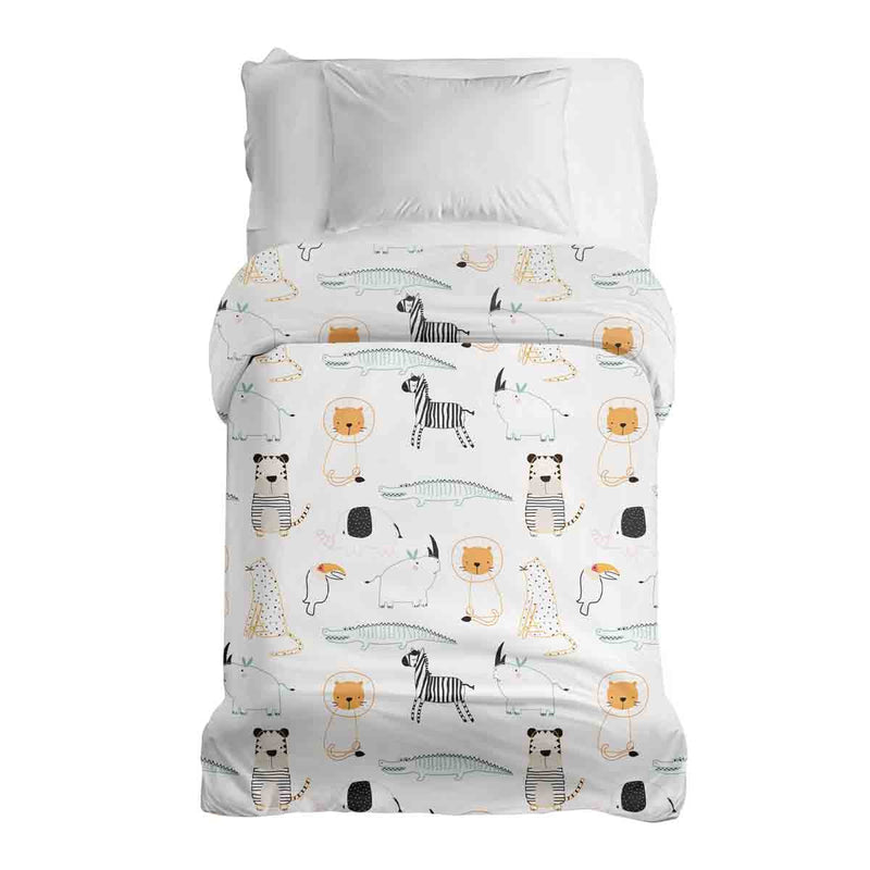 Coperta terapeutica originale - Rivestimento in cotone bianco con animali dello zoo