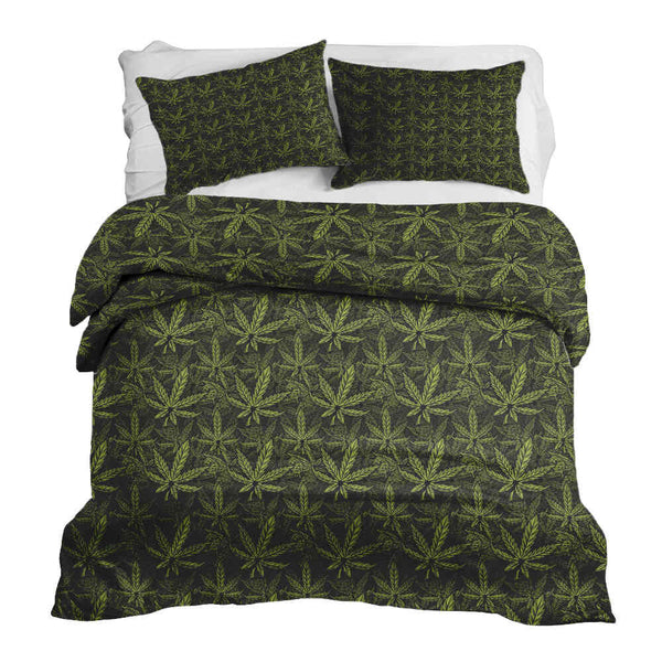 Set di biancheria da letto con coperta terapeutica a foglia di canapa