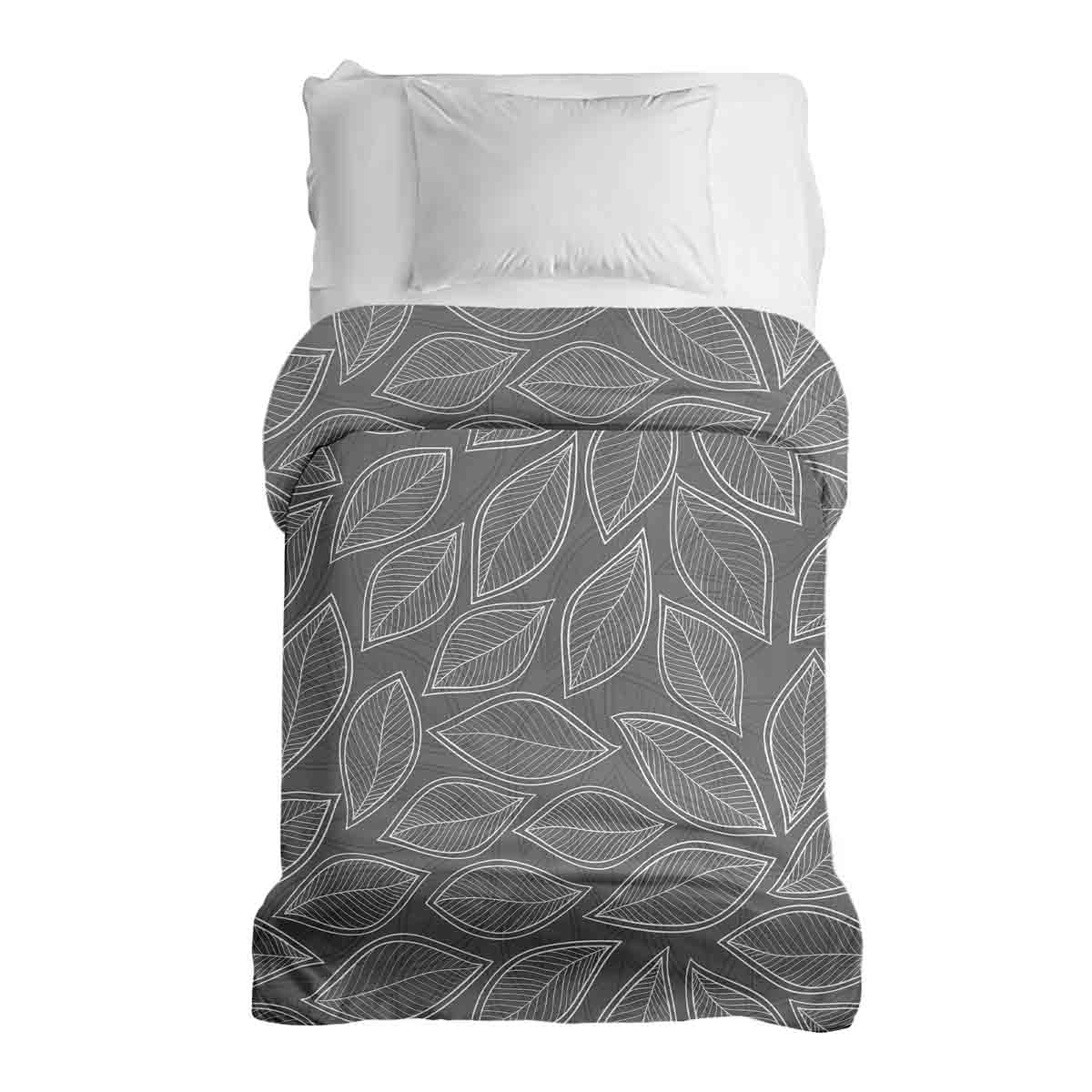 Coperta terapeutica originale - Rivestimento in cotone grigio con foglie di palma bianche