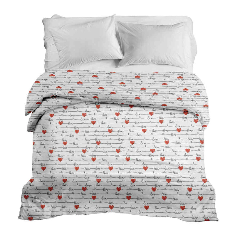 Coperta terapeutica originale - Rivestimento in cotone bianco con scritta Love