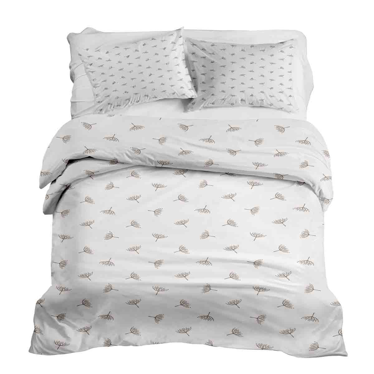 Set di biancheria da letto con coperte terapeutiche bianco con piccoli rametti di vischio