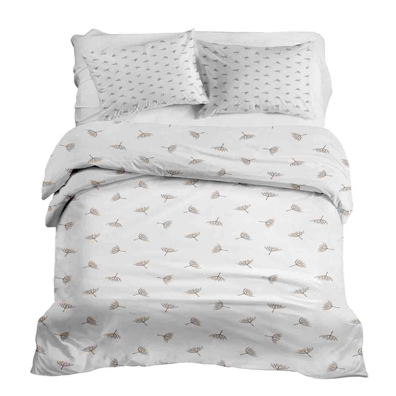 Set di biancheria da letto con coperte terapeutiche bianco con piccoli rametti di vischio