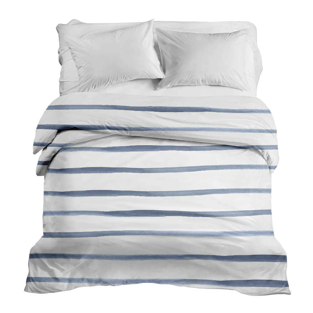 Coperta terapeutica originale - Rivestimento in cotone a righe orizzontali blu