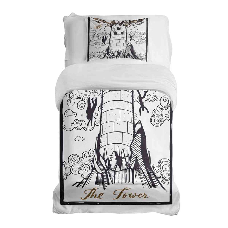 Set di biancheria da letto con coperta terapeutica bianca con torre