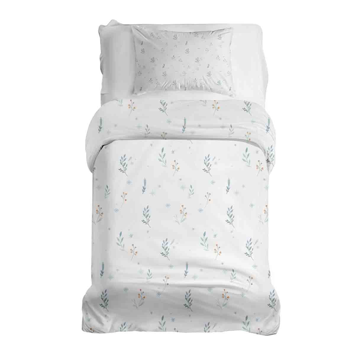 Set di biancheria da letto con coperta terapeutica bianca con fiori primaverili