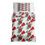Set di biancheria da letto con coperta terapeutica bianca con cespuglio di rose