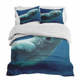 Set di biancheria da letto con coperta terapeutica blu con orso polare