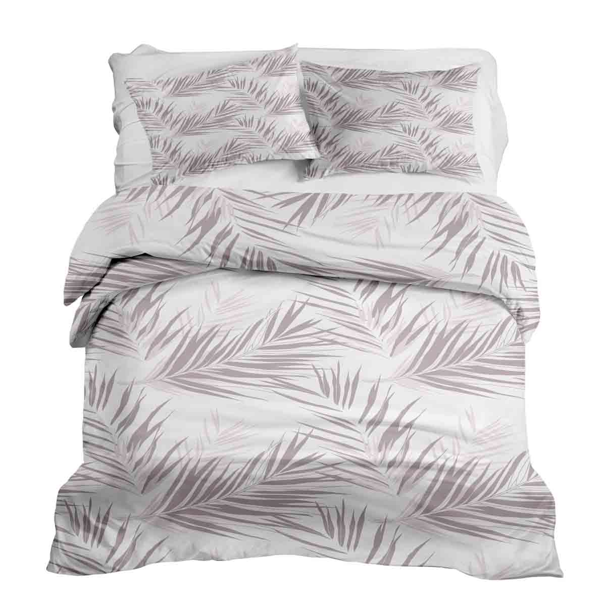 Set di biancheria da letto con coperte terapeutiche bianco con foglie viola
