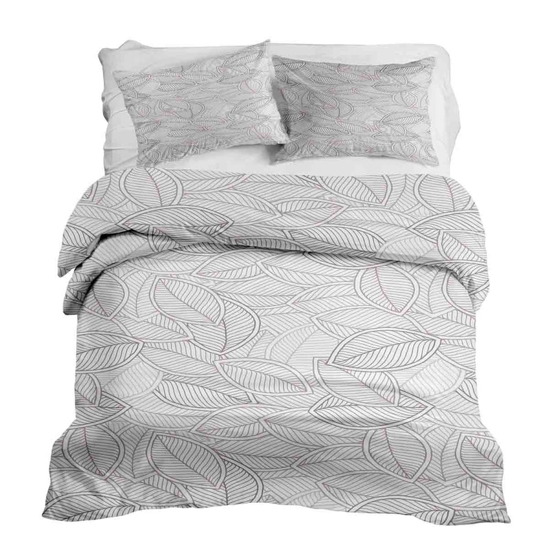 Set di biancheria da letto con coperte terapeutiche e foglie di palma grigie