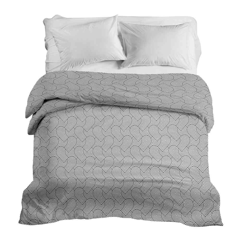 Coperta terapeutica originale - Rivestimento in cotone grigio cuori geometrici