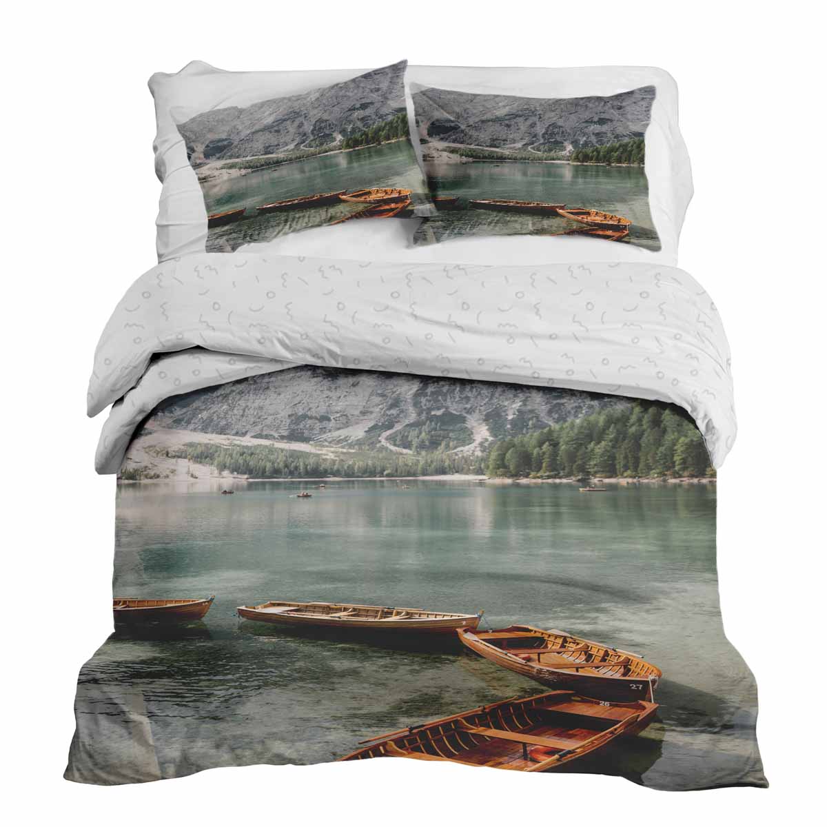Set di biancheria da letto con coperte terapeutiche Lago con barche