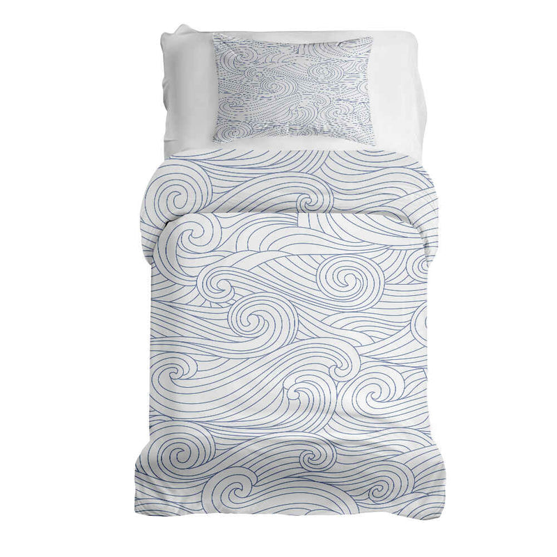 Set di biancheria da letto con coperte terapeutiche onde blu