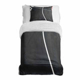Set di biancheria da letto con coperta terapeutica grigio scuro con strisce bianche
