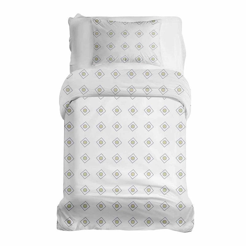 Set di biancheria da letto con coperte terapeutiche bianco con cerchi verdi