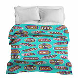 Coperta terapeutica originale - Rivestimento in cotone turchese con scritte