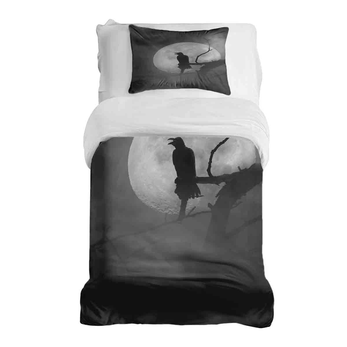 Set di biancheria da letto con coperta terapeutica Corvo nella luce della luna