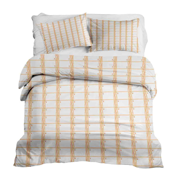 Set di biancheria da letto con coperta terapeutica gialla a quadri