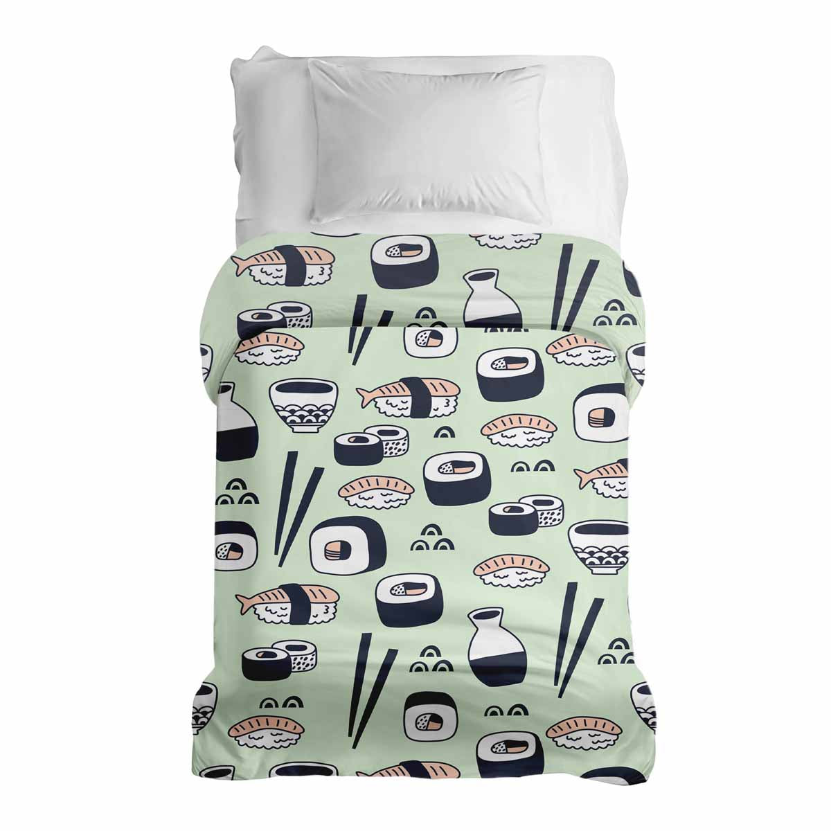 Coperta terapeutica originale - Rivestimento in cotone verde chiaro con sushi