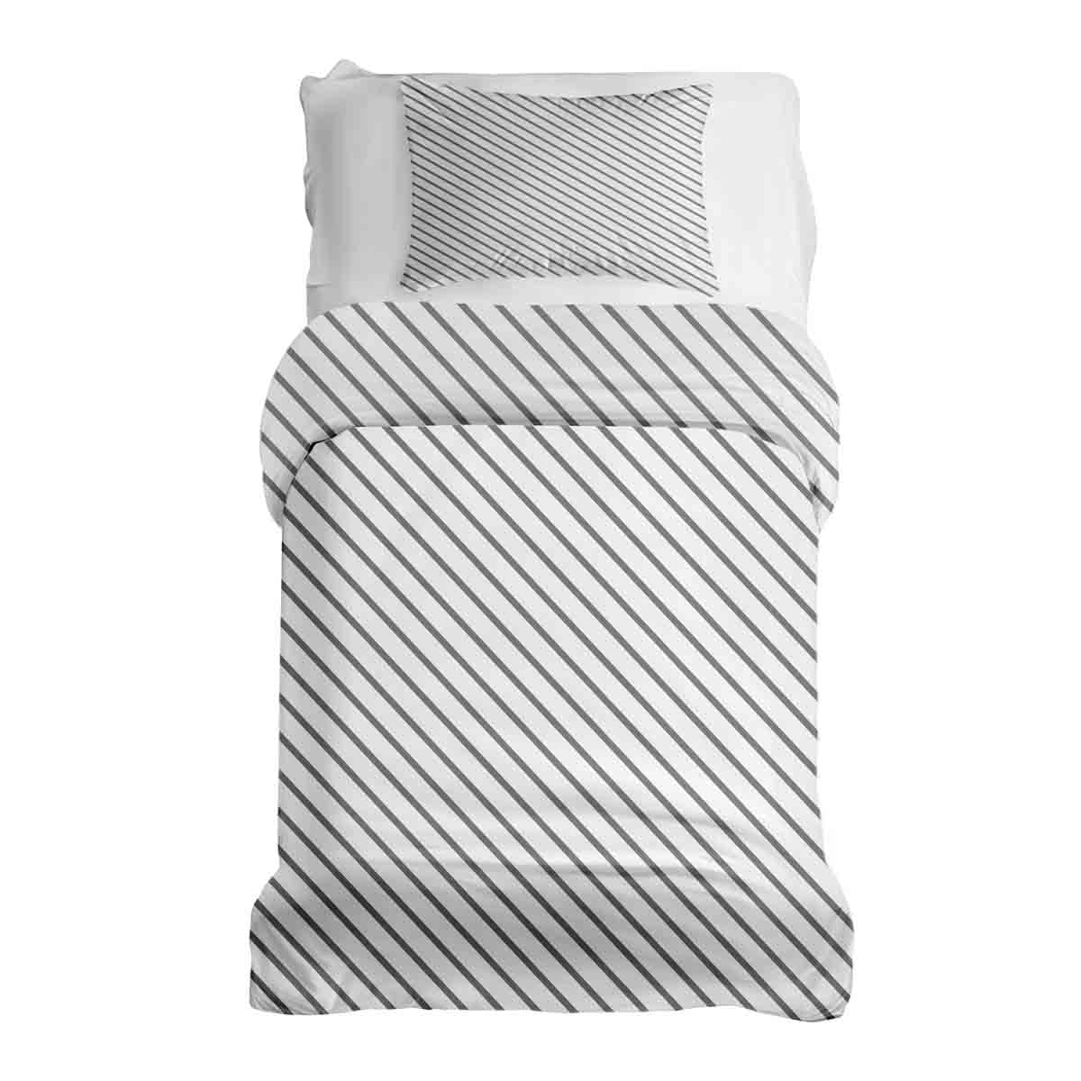 Set di biancheria da letto con coperte terapeutiche a righe orizzontali grigie
