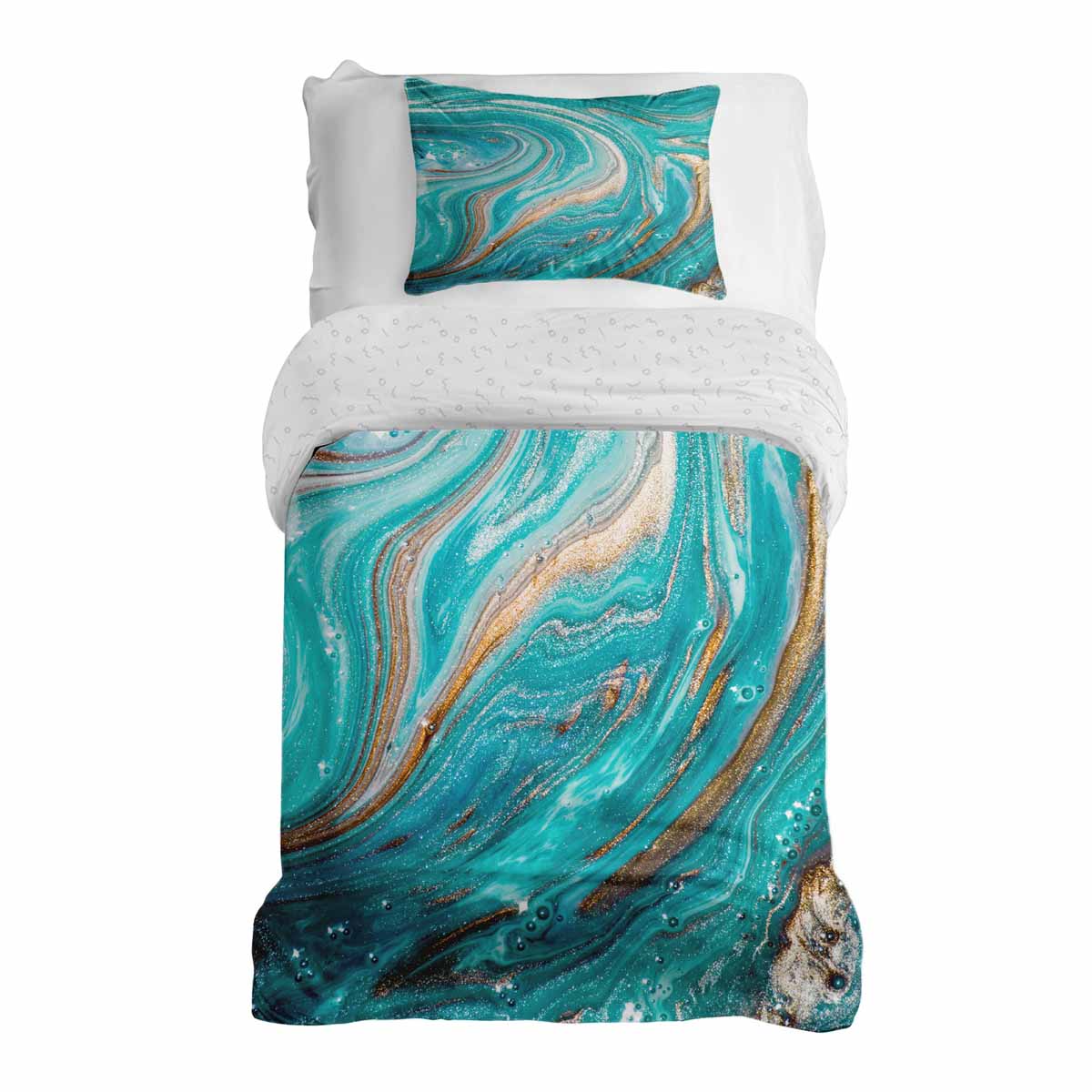 Set di biancheria da letto con coperta terapeutica marmo turchese