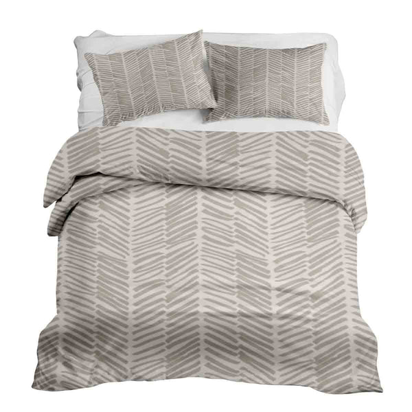 Set di biancheria da letto beige con coperte terapeutiche a righe