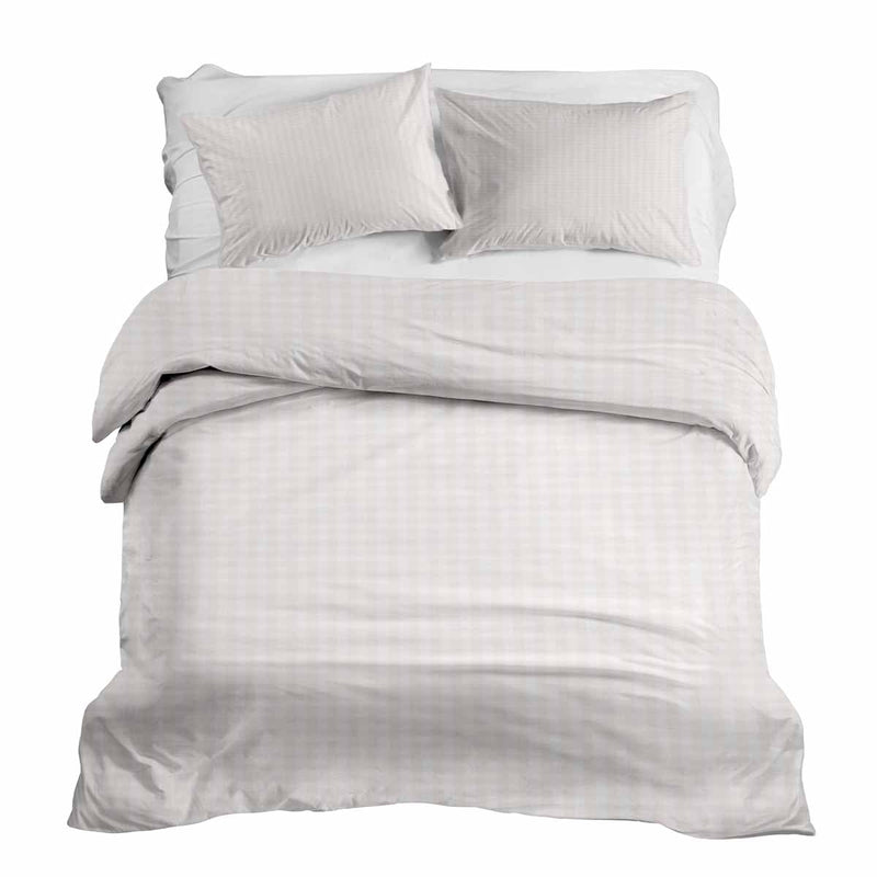 Set di biancheria da letto con coperta terapeutica a quadretti chiari