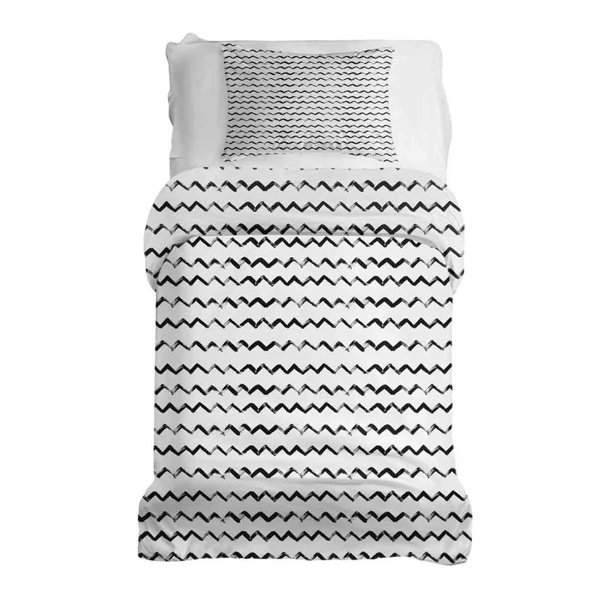 Set di biancheria da letto con coperta terapeutica bianca a zigzag