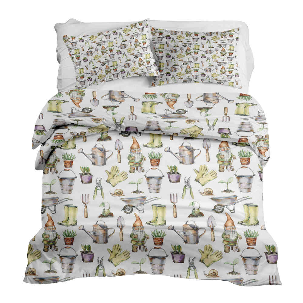 Set di biancheria da letto con coperte terapeutiche bianco giardinaggio