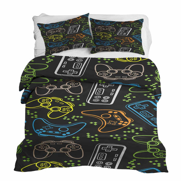 Set di biancheria da letto con coperte terapeutiche nero con console di gioco