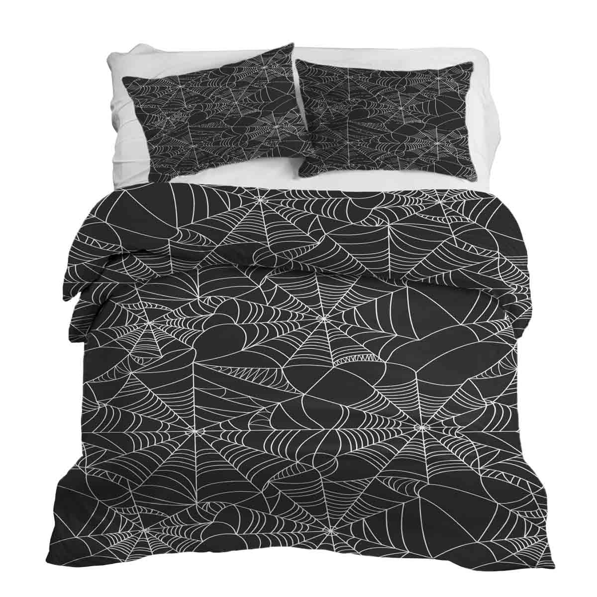 Set di biancheria da letto con coperta terapeutica nera con ragnatela