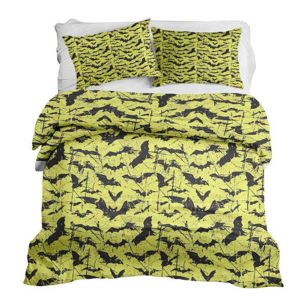Set di biancheria da letto con coperta terapeutica gialla pipistrello