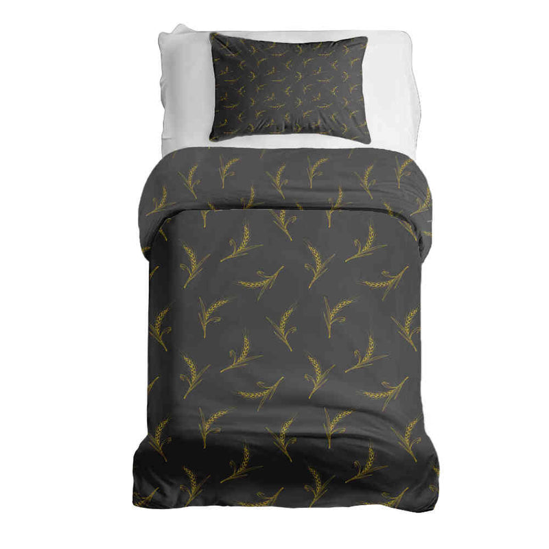 Set di biancheria da letto con coperta terapeutica grigia con grano