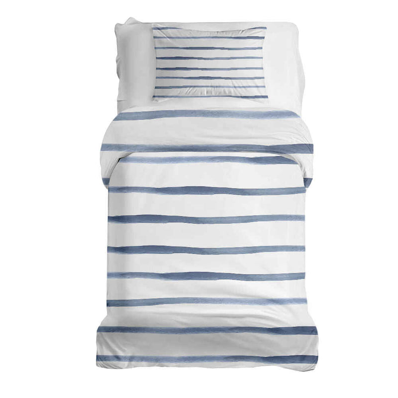 Set di biancheria da letto con coperte terapeutiche a righe orizzontali blu