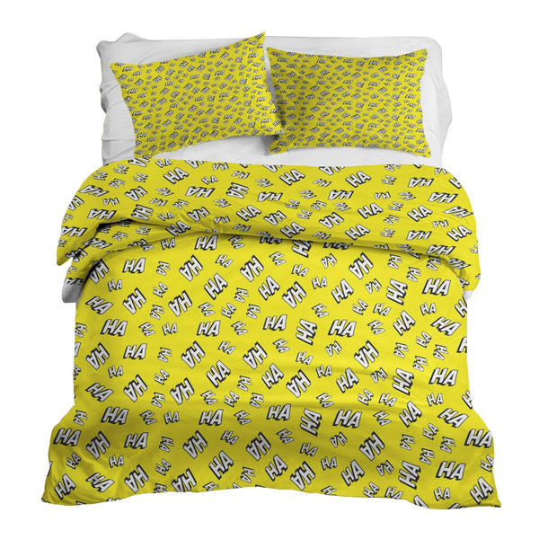 Set di biancheria da letto con coperta terapeutica gialla Ha Ha