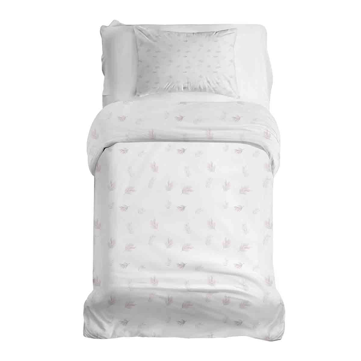 Set di biancheria da letto con coperte terapeutiche bianco con rami rosa
