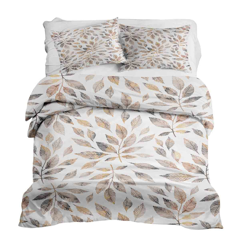 Set di biancheria da letto con coperte terapeutiche bianco con rami marrone chiaro