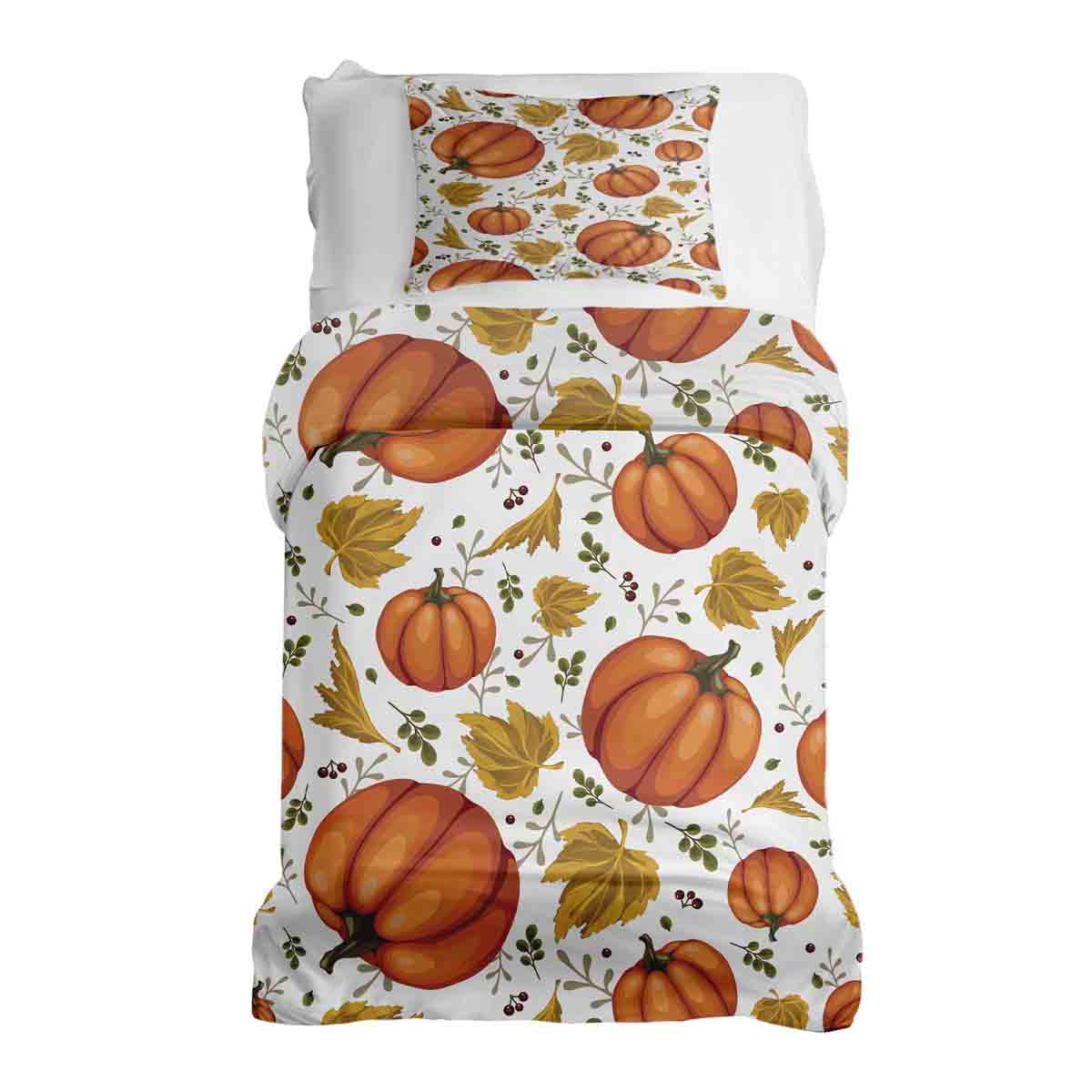 Set di biancheria da letto con coperte terapeutiche bianco con grandi zucche