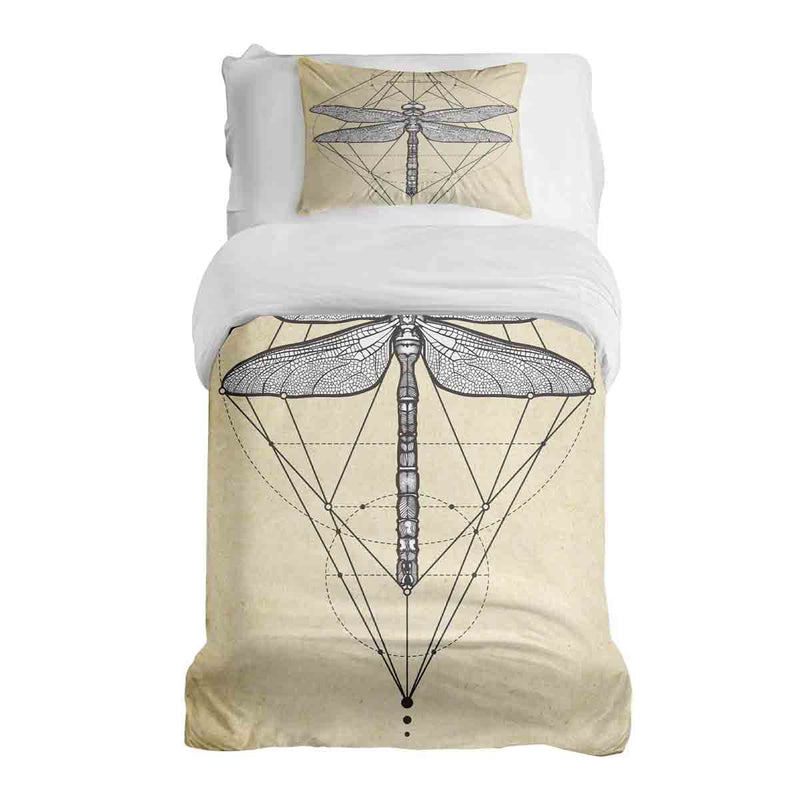 Set di biancheria da letto con coperta terapeutica gialla con libellula