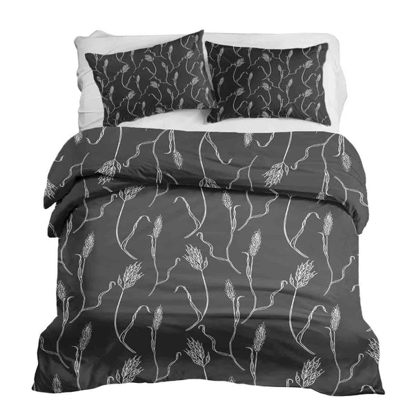 Set di biancheria da letto con coperte terapeutiche grigio scuro con rami bianchi