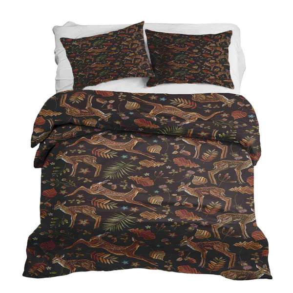 Set di biancheria da letto con coperta terapeutica marrone con cervo