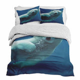 Set di biancheria da letto con coperta terapeutica blu con orso polare
