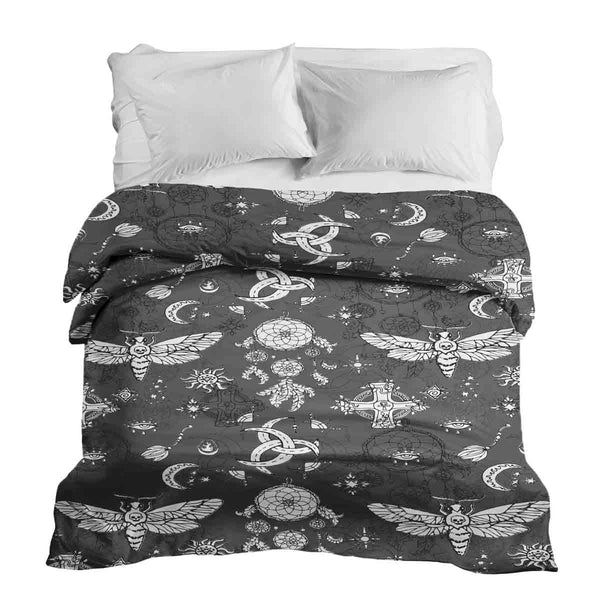 Coperta terapeutica originale - Rivestimento in cotone nero libellula spaventosa
