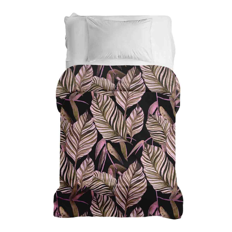 Coperta terapeutica originale - Rivestimento in cotone nero con foglie viola