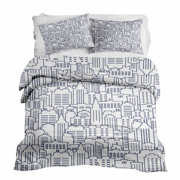 Set di biancheria da letto con coperta terapeutica bianca New York