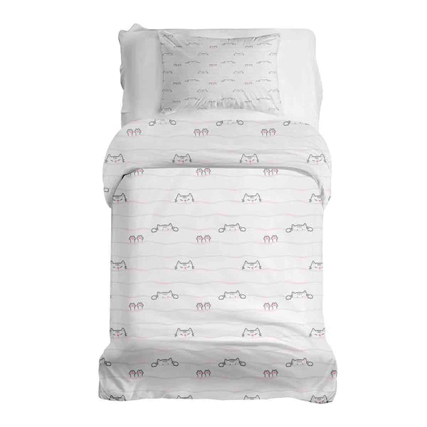 Set di biancheria da letto con coperte terapeutiche bianco con piccoli gatti